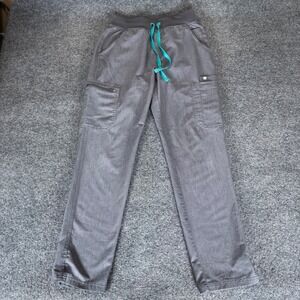 Figs Gray Women's Trousers with Teal Drawstring
